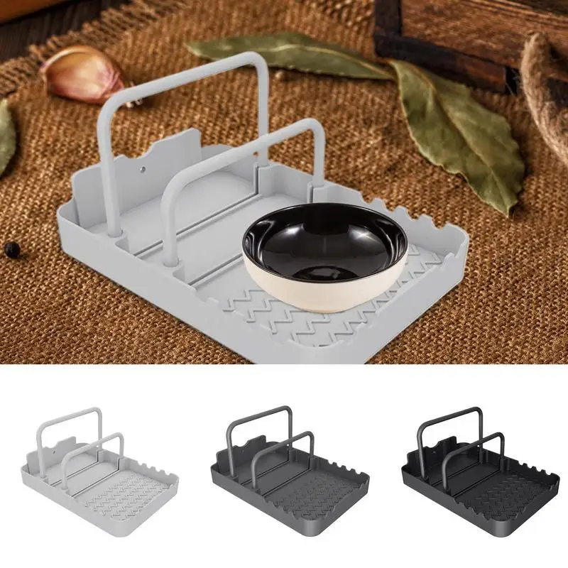 

Pots And Pans Organizer Aluminum Alloy Cookie Sheet Organizer With Anti-slip Mat Kitchen Tableware Rack For Countertop Spoon