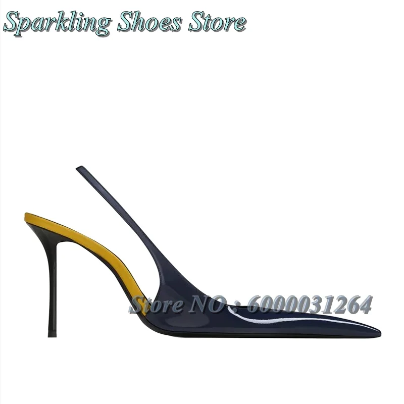 جديد أسود براءات عالية الكعب المرقعة أحذية خفيفة الضحلة مدبب تو المرأة خنجر الصنادل 2026 الصيف فستان مثير أحذية مصممين