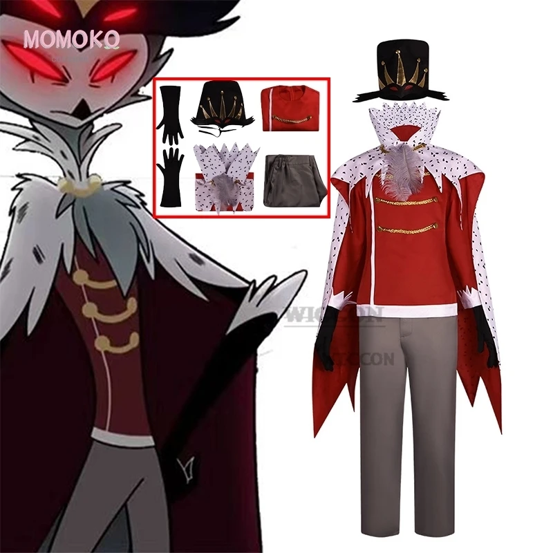 

Anime Boss Hasbin Cosplay Helluva Stolas Costume Hat Cloak Suit Uniform Halloween Party Clothes Set adult men costume hazbin