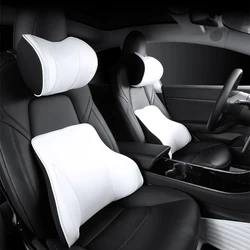 For Tesla Headrest Waist Rest Pillow Memory Cotton Core Antifouling Material Car Backrest