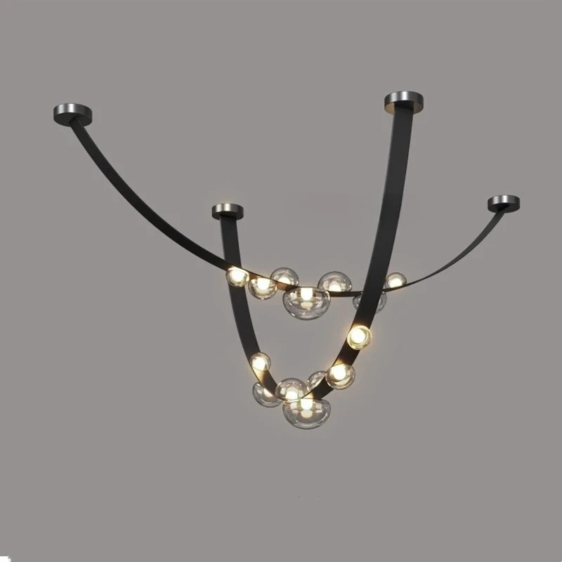 Minimalist Leather Glass Designer LED Ceiling Chandelier Living Dining Room Bar Hotel Exhibition Hall Bedroom Home Decor Lamps view 2