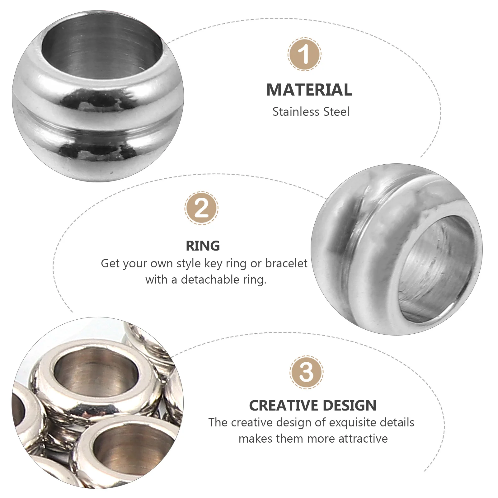 

50 шт. цилиндрические бусины из нержавеющей стали, серебряные гладкие поверхности, DIY ювелирные изделия, бусины для ожерелья, браслета, аксессуары для рукоделия