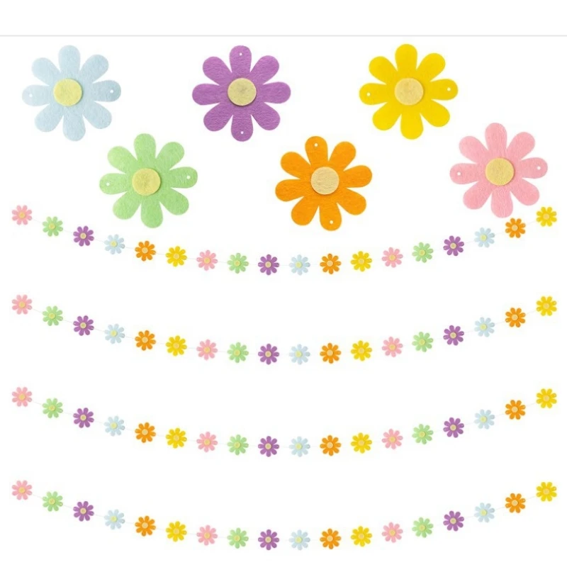 

Korean Birthday And Wedding Background Decoration Daisy Felt Banner Children's Indoor And Outdoor Party Decoration Scene Layout