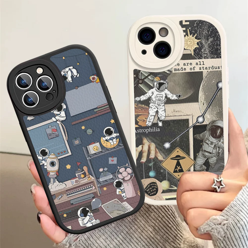 Coque de téléphone en cuir dur AstronsomPlanet, espace extra-atmosphérique, iPhone 14 13 12 Mini 11 14 Pro Max Xs X Xr 7 8 Plus Fundas