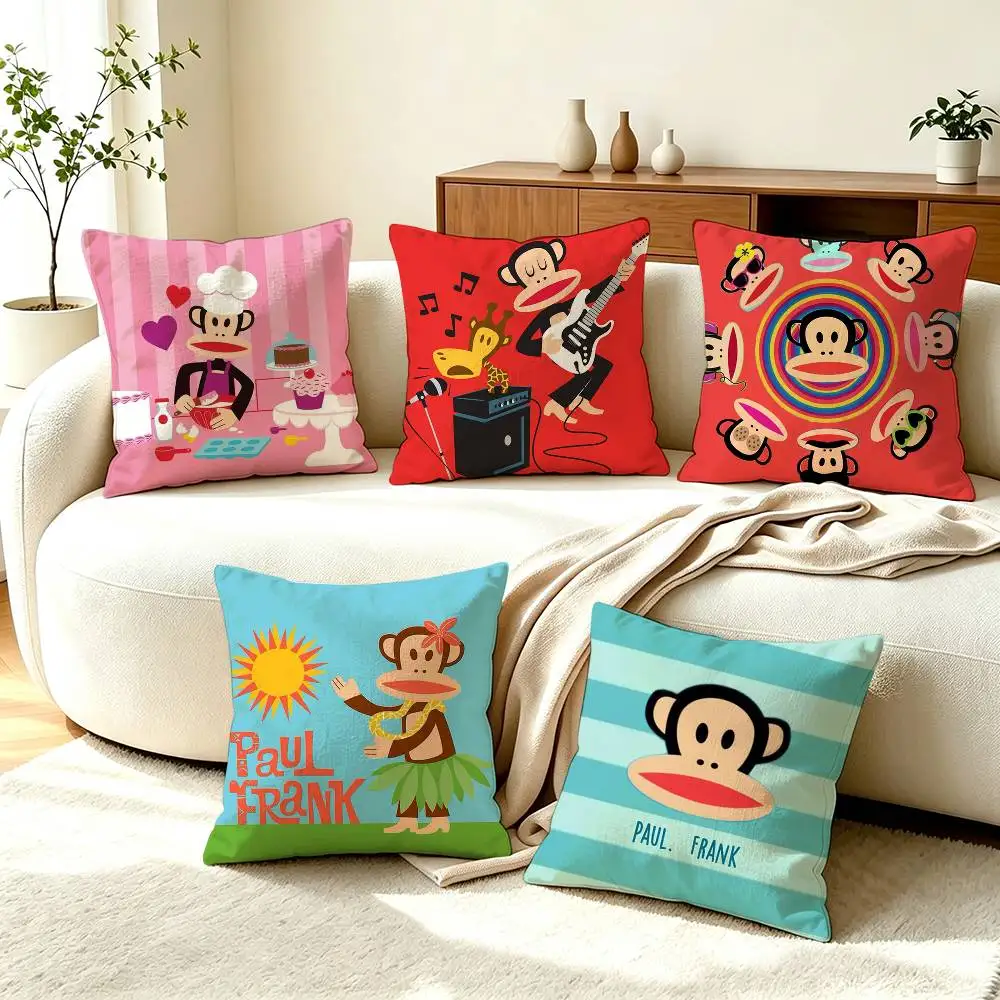 P-Paul Frank Julius C-Cartoon  Pillow Case Square Double-Sided Sofa Cushion Cover Bedroom Bedside Pillow