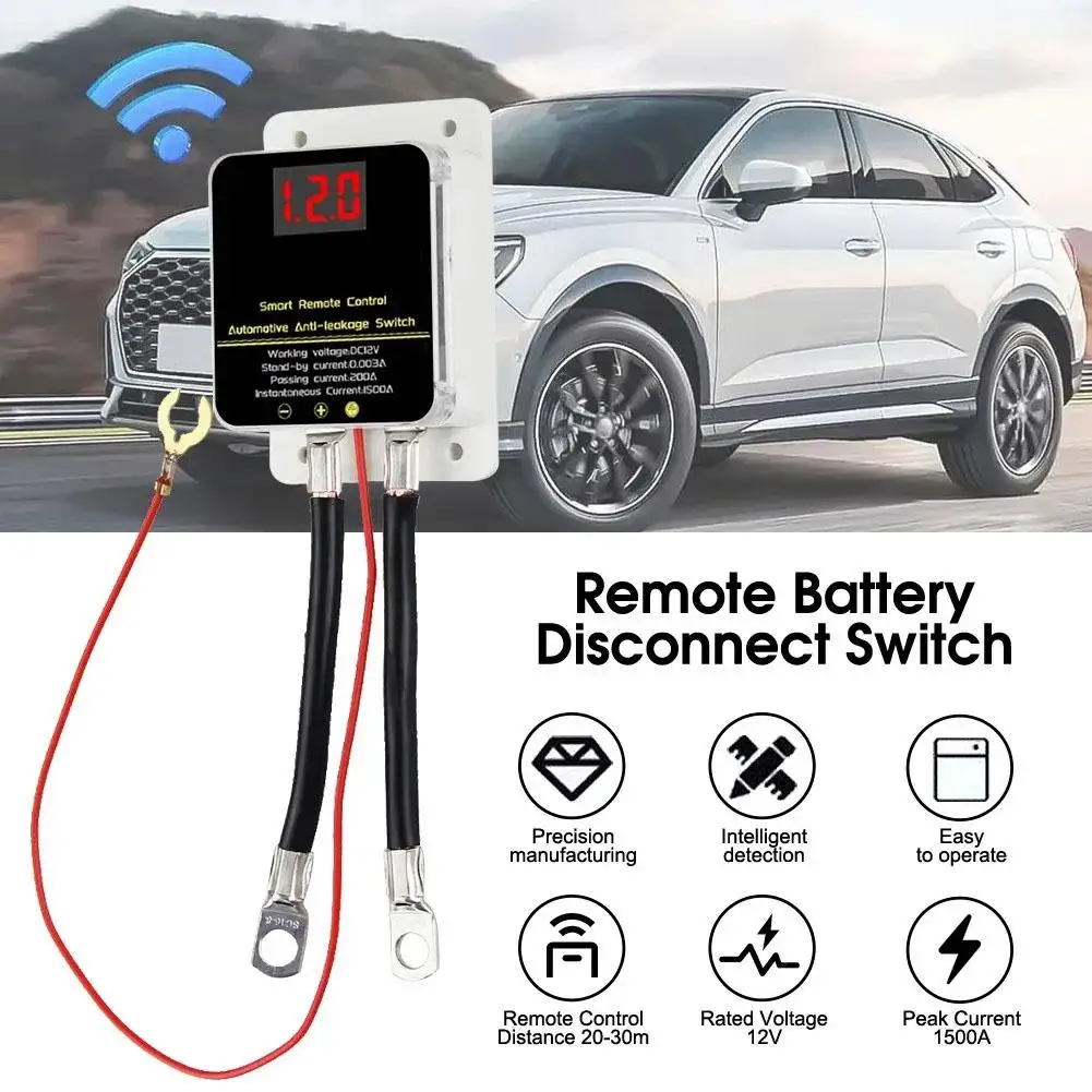 

For 12VDC Car Truck Trailer Battery Disconnect Switch Wireless Remote Control Leakage LED Magnetic Display Protection Relay J0Z4