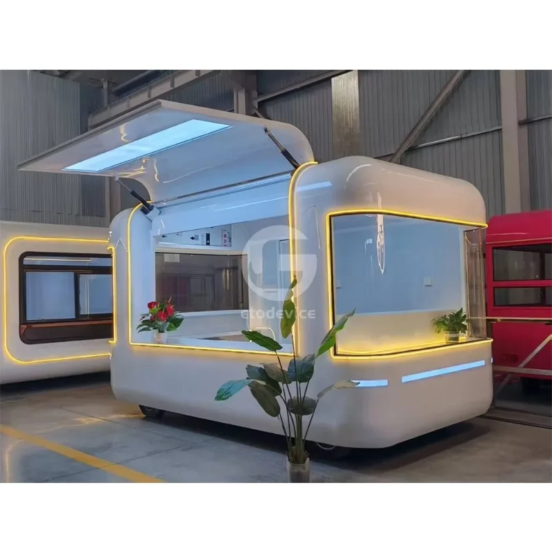 Custom Mobile Catering Trailer For Street Food Business, Outdoor Food Kiosk for Coffee & Ice Cream