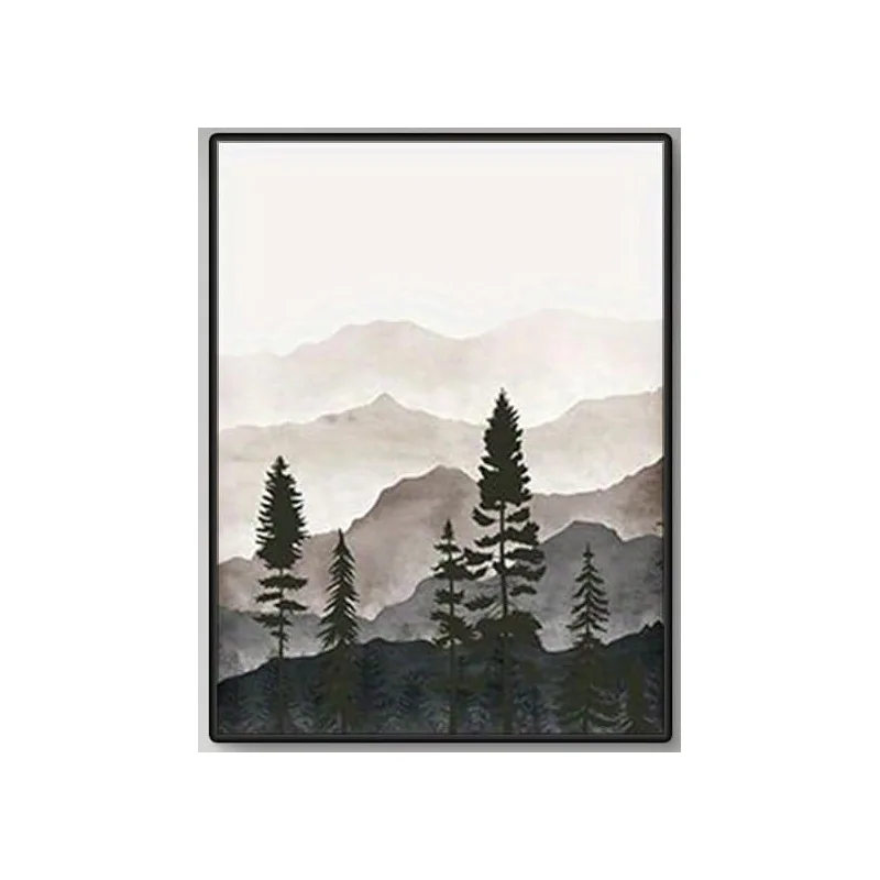 

Oriental Forest Landscape Ethereal Misty Rain Nature Art Unframed Canvas Painting Posters For Living Room Bedroom Wall Art Decor