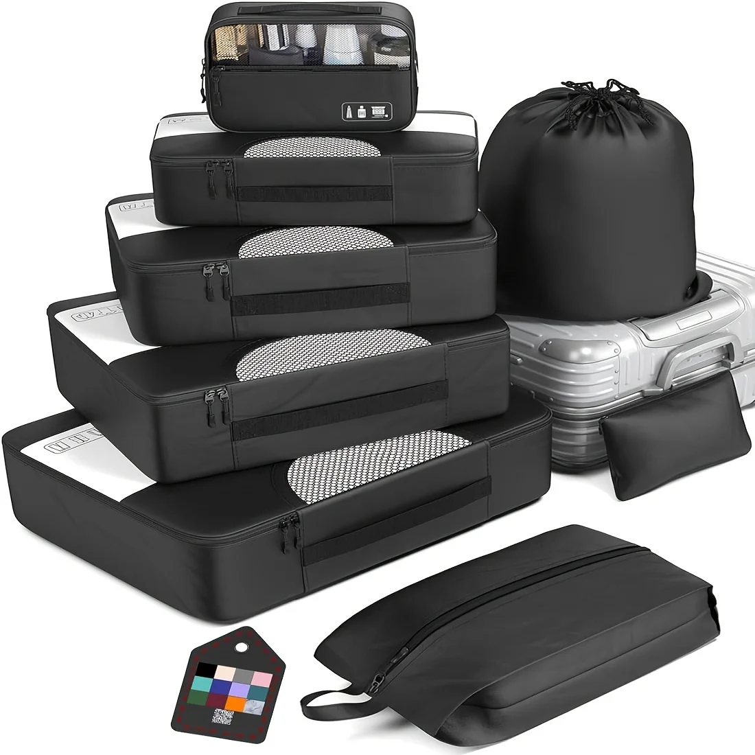 8 Set Packing Cubes for Suitcases  Travel  Organizer Bags in 4 Sizes (XL, L, M, S) - Classic Style, Fabric , Suitable for Travel