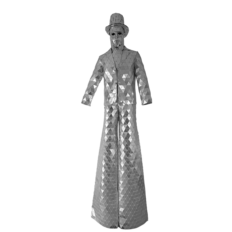 

Silver Mirror Stilt Walker Cosplay Men's Performance Costume DJ Dance Party Carnival Halloween Christmas Easter Party Set