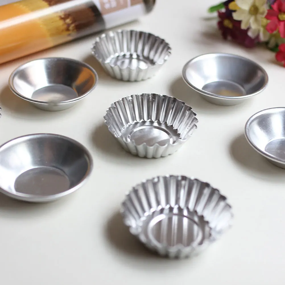 

12Pcs Egg Tart Mold Mini Aluminum Alloy Baking Pans for Pies Cupcakes Tartlets Kitchen Baking Mold Non-Stick Tray