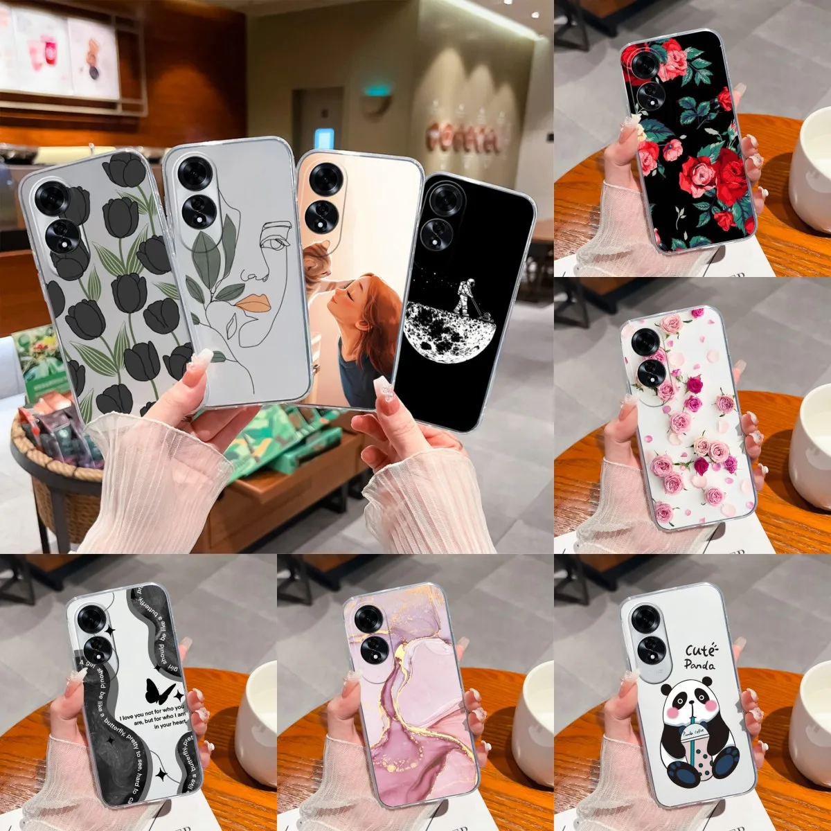 For Oppo A58 A59 A60 A78 4G 5G Case Pretty Flower Transparent TPU Soft Bumper For OppoA58 A59 OppoA60 A78 4G 5G Prevalent Fundas