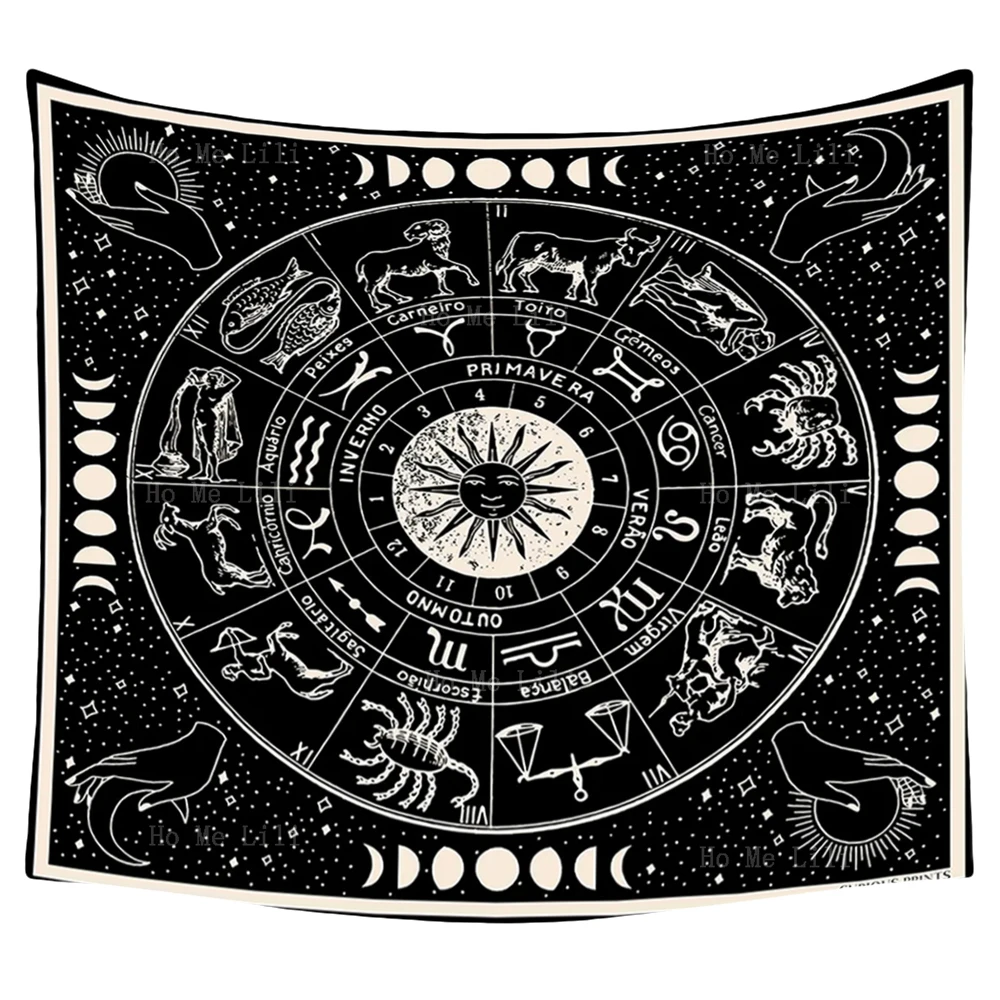 Signs Of The Zodiac Astrology Wicca Palmistry Divination Altar Tarot Occultism Tapestry By Ho Me Lili Gothic Gift For Psychics