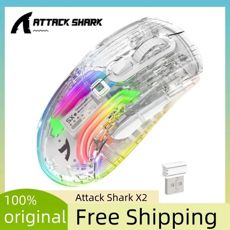 

Прозрачный корпус Attack Shark X2, цифровой экран, дисплей RGB16,8 миллионов третий-игровых исследований, легкая беспроводная игровая мышь