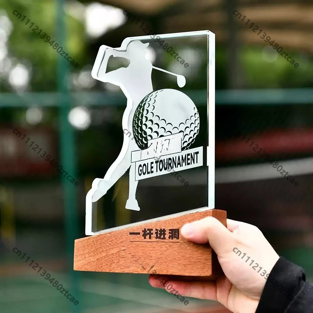 Personalized Custom Golf Commemorative Crystal Trophy Hole In One Birdie Net Par Champion Competition Award Souvenir