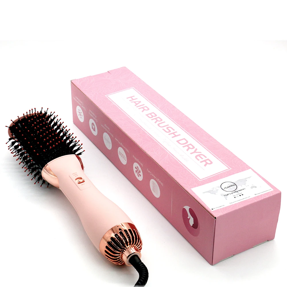 LISAPRO – brosse à Air chaud 2.0 One-Step, brosse pour sèche-cheveux rose doux au toucher, outil de coiffure multifonctionnel 3 en 1, peigne pour sèche-cheveux