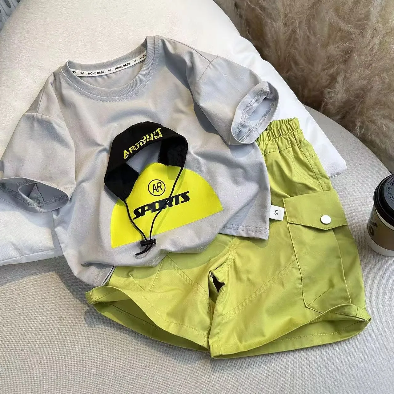 Cool Summer Personality Desgin Short Sleeve T-Shirt+Shorts 2pcs Baby Boys Korean Sport Clothes 2026 New Children Boutique Outfit