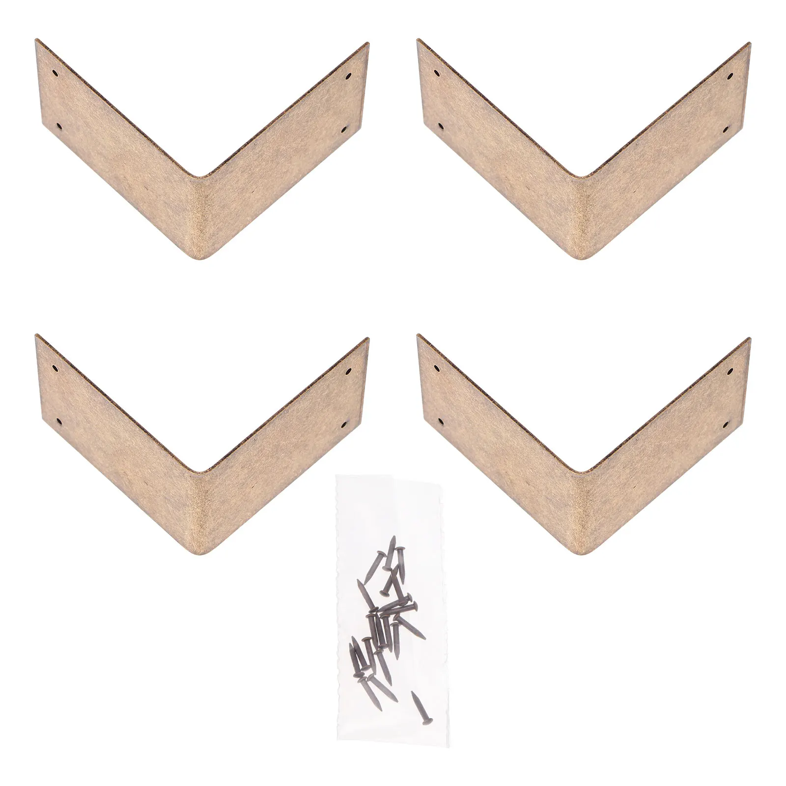 

4Pcs Copper Corner Guards Durable Furniture Connectors 90Degree Angle Box Fasteners Case JointBracket Storage Hardware