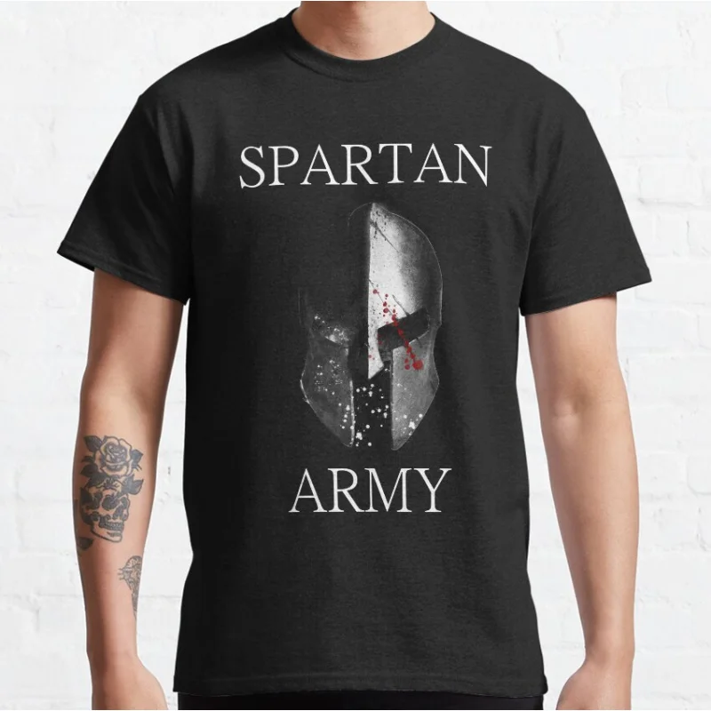 

5010 Spartan Army Gift t shirt for Spartan warrior helmet Graphic clothes All size Tops 100% cotton print tee S-6XL