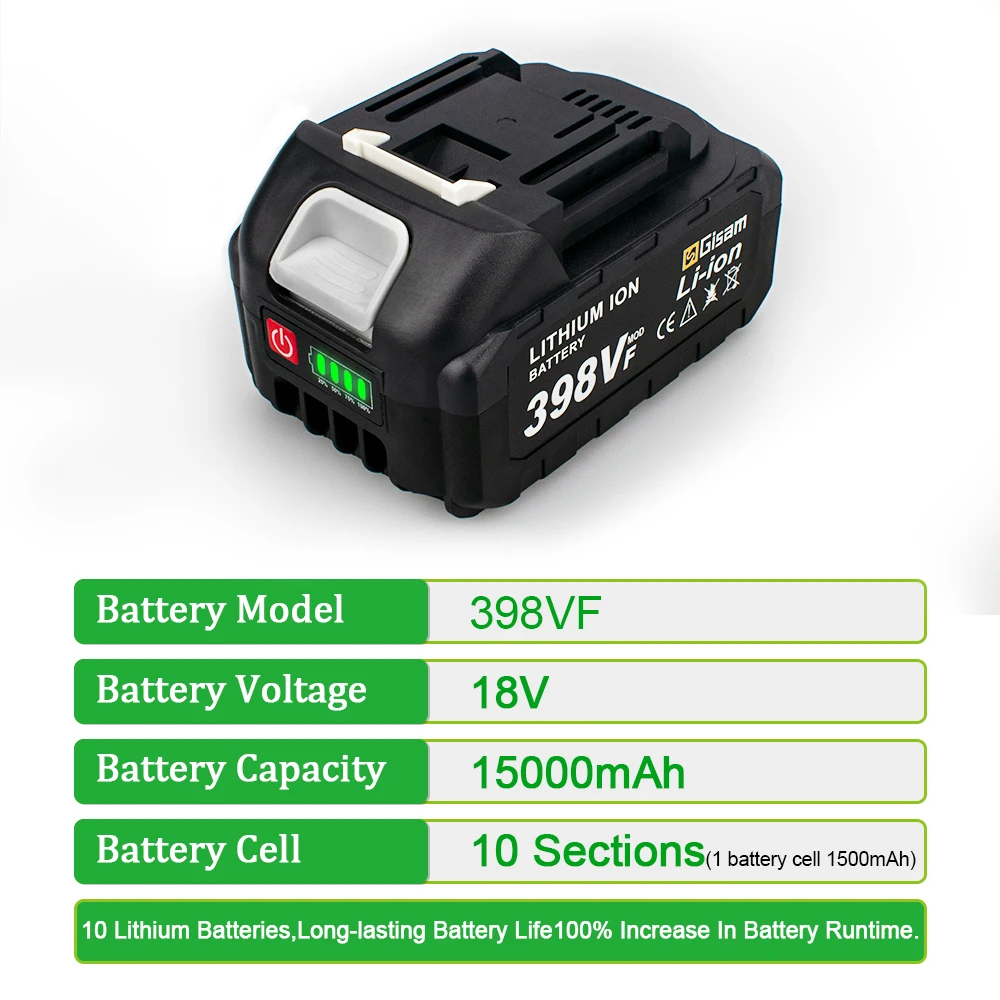 18V Rechargeable Lithium Ion Battery 22500mAh 15000mAh Lithium Battery With Battery indicator For Makita Power Tools Battery