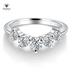 M-JAJA Half Eternity Moissanite Ring Plated 18k Gold 925 Sterling Silver 0.9ct D Color VVS1 Wedding Bands for Women Fine Jewelry