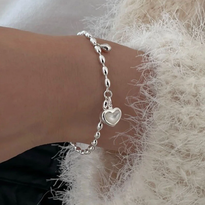 925 Sterling Silver Bracelets for Women Men Chain Accessories Trend Vintage Simple Heart Pendant Party Jewelry Gift