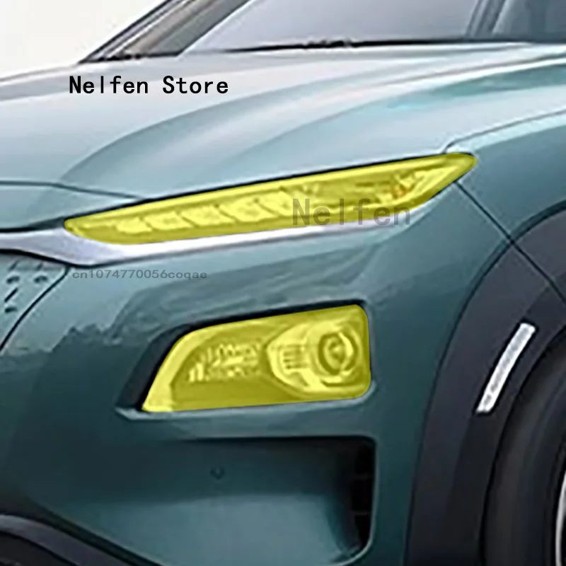 For Hyundai Kona 2022-2023 Accessories Car Headlight Tint Black Protective Film Transparent TPU Sticker