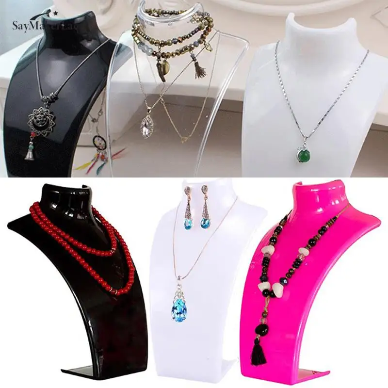 Mannequin Bust Jóias Display Rack, colar Display Holder, organizador para brincos de orelha Stand, colar de corrente, 1pc