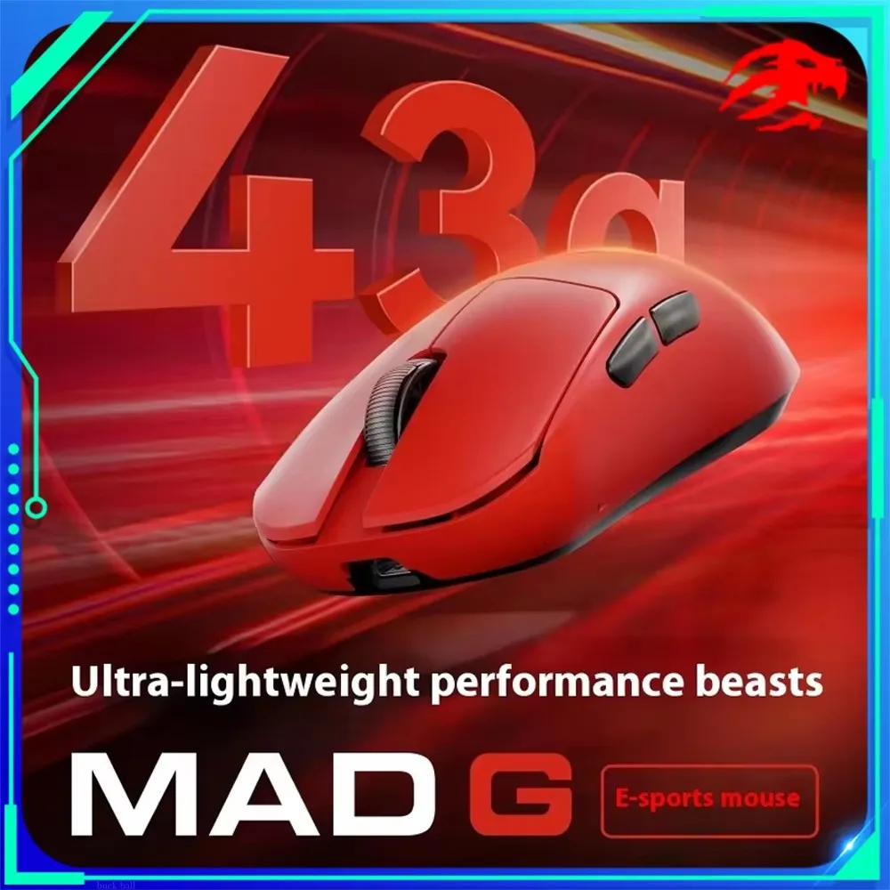 Madlions MAD G MAX Mouse PAW3395 Sensor Dual Mode Wireless Gaming Mouse Lightweight Low Latency Mice Custom Gamer Accessories