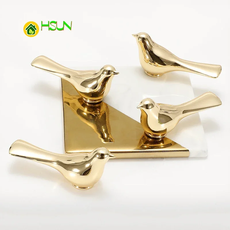 Furniture Cabinet Door Handle Drawer Cupboard Wardrobe Kitchen Pull Knob Gold Pink Yellow Blue Bird Decoration Wall Hanging Hook