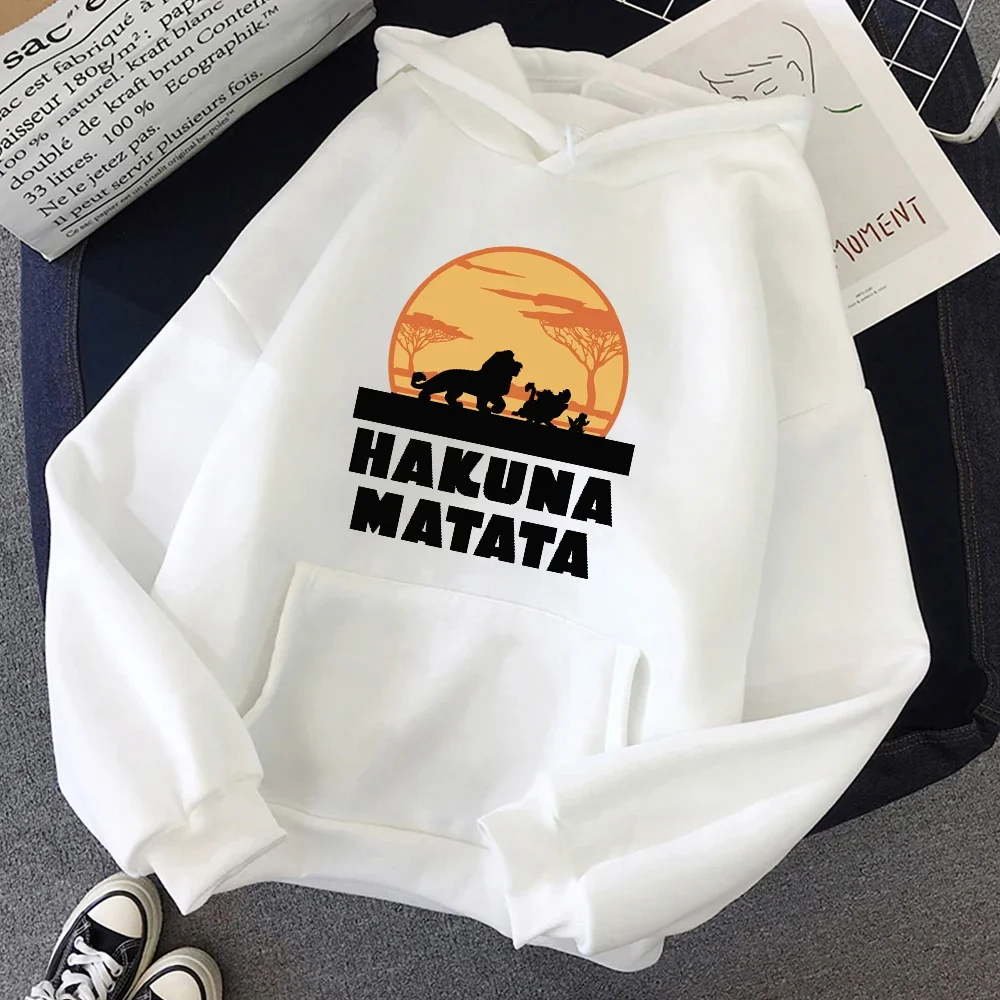 Autumn New 2024 Warm Women Hoodies The Lion King Anime Hooded Mens Disney Cartoon Print Streetwear Casual Fashion Sweatshirts