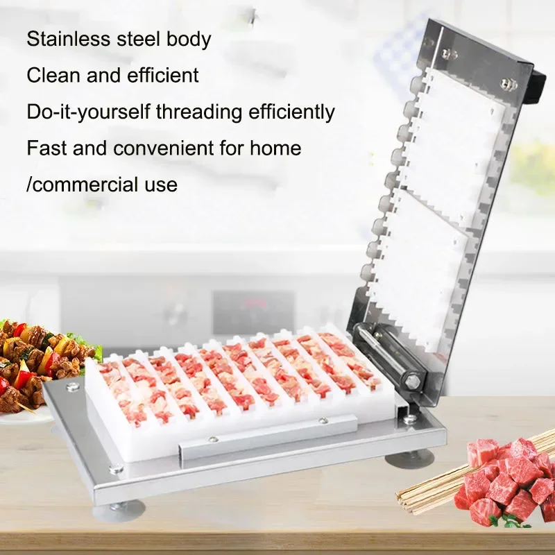 Manual Skewer Machine Reusable Meat String Device Mutton Kebab Skewer Machine Lamb Satay Stringer Maker For BBQ Barbecue