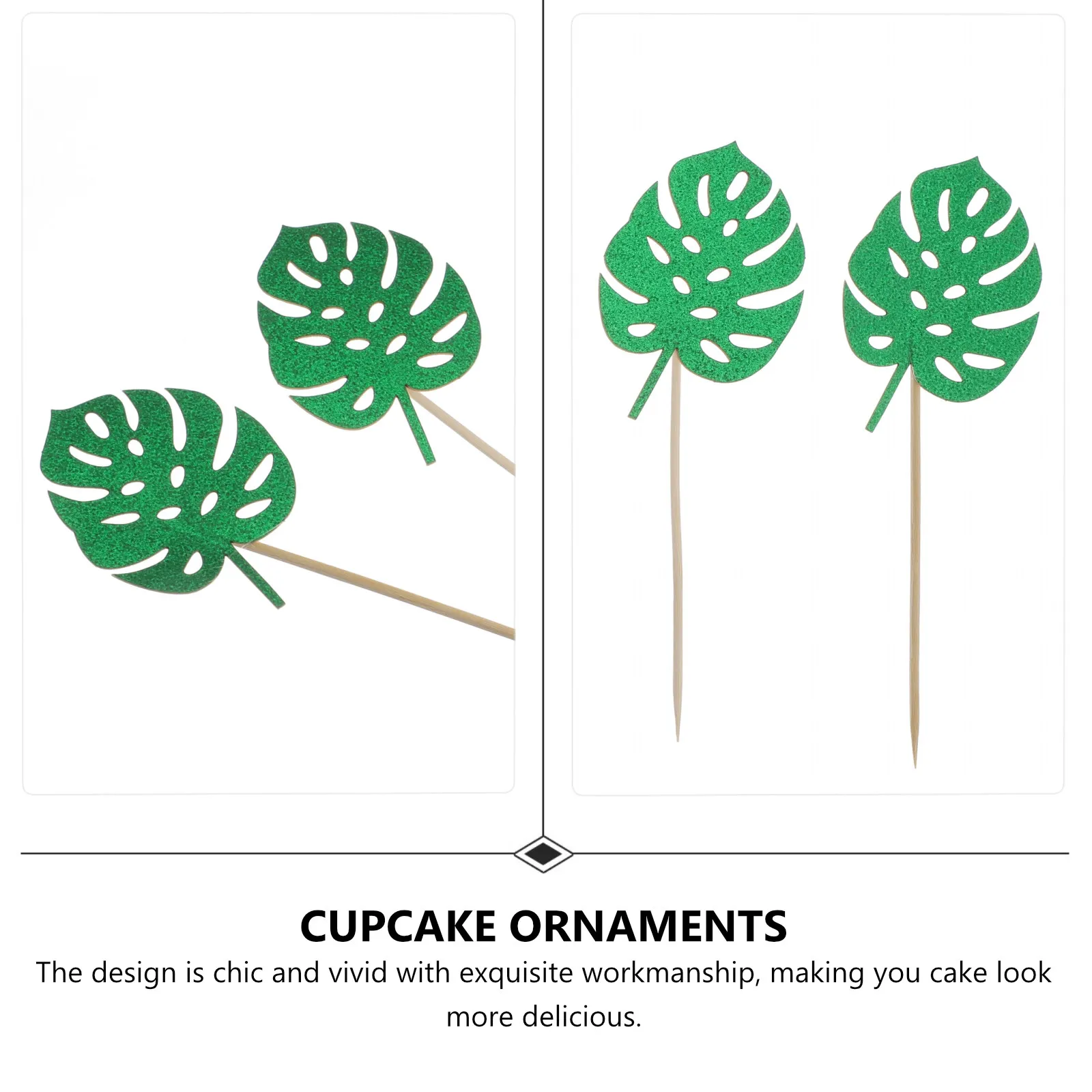 24Pcs Turtle Leaf Design Cake Toppers Wood Material Creative Birthday Cake Decoration Cupcake Picks Cupcake Ornaments