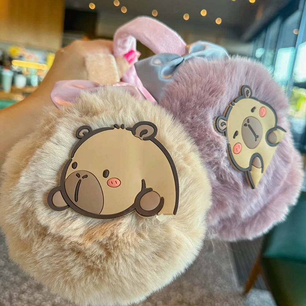 ที่ปิดหูกันหนาว Capybara ตุ๊กตาน่ารักที่ปิดหูแบบปรับได้สบายที่อุ่นหูฤดูหนาว
