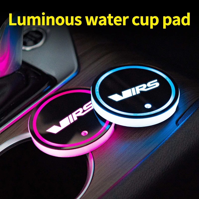 

Led Car Water Cup Mat Drink Holder for Skoda Vrs Emblem Auto Interior Decorative Atmosphere Lights