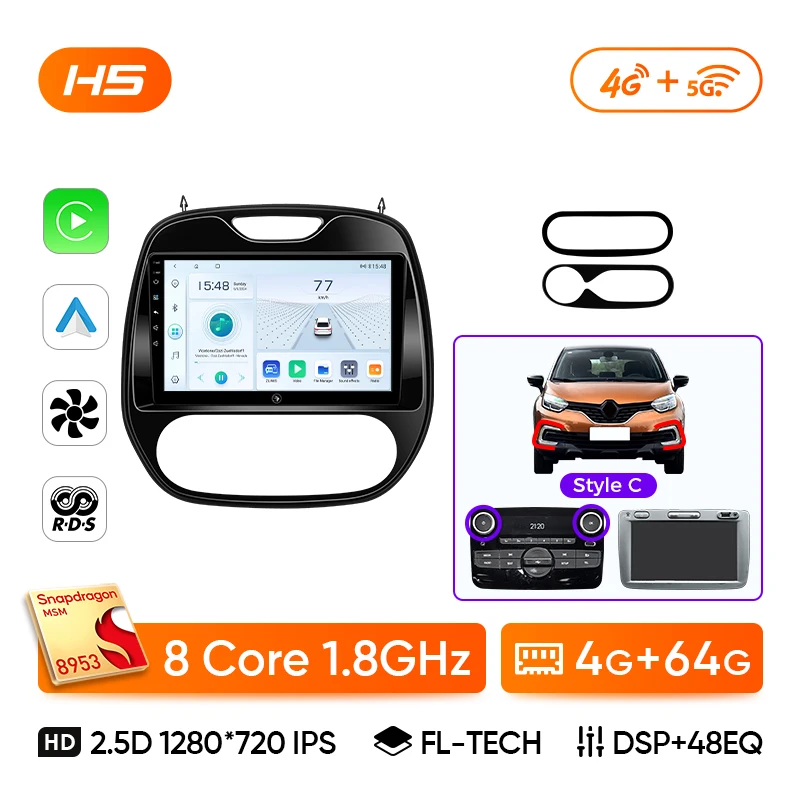 Ainavi Autoradio Voor Renault Captur Kaptur Clio 2014 2015 2016 2017 2018 2019 Samsung QM3 Draadloze Carplay Android Auto 2 Din