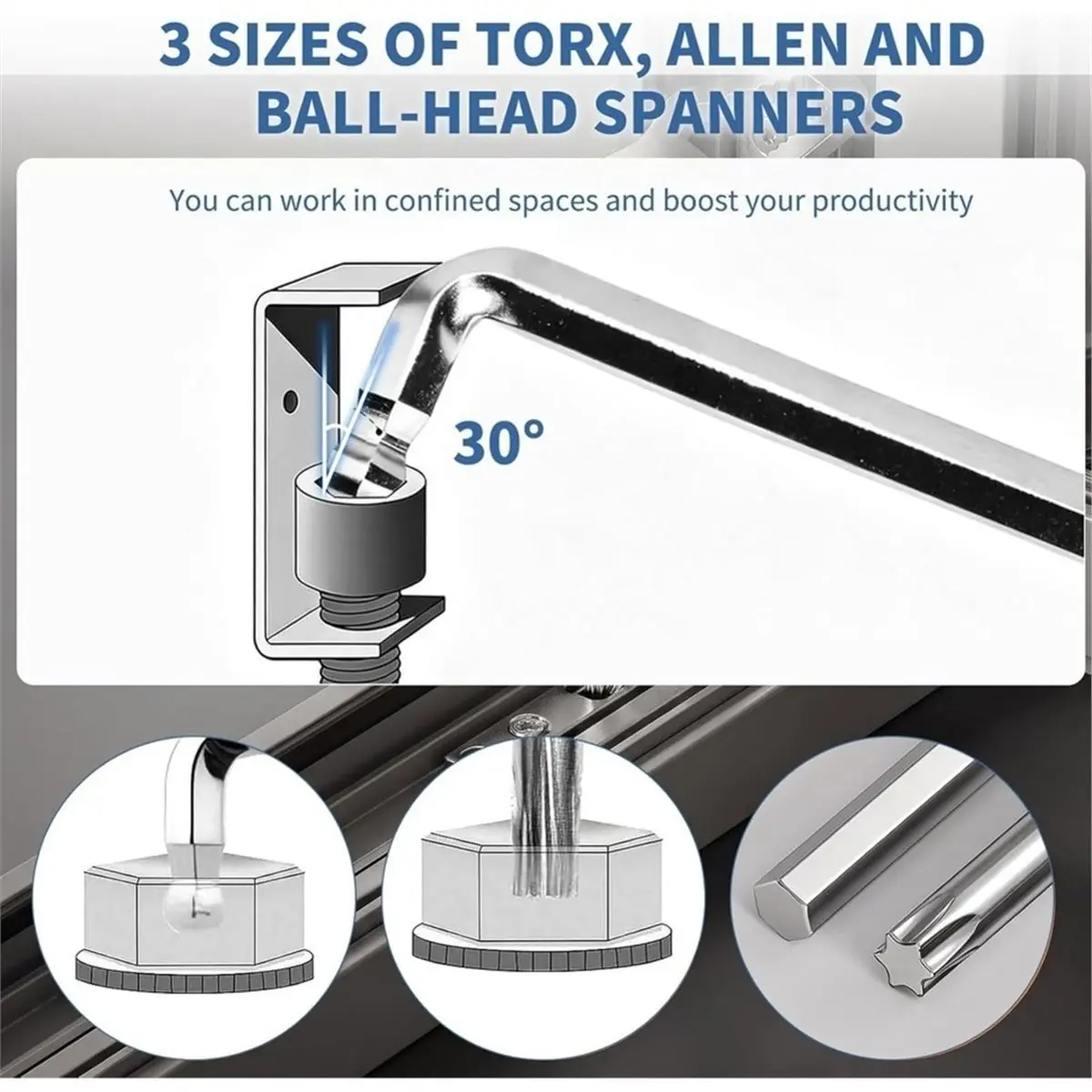 4-Piece Window Adjustment Tool Set, Includes A Torx T15 Tool,Hex Key,Multi-Function Key,for Window and Door Maintenance.