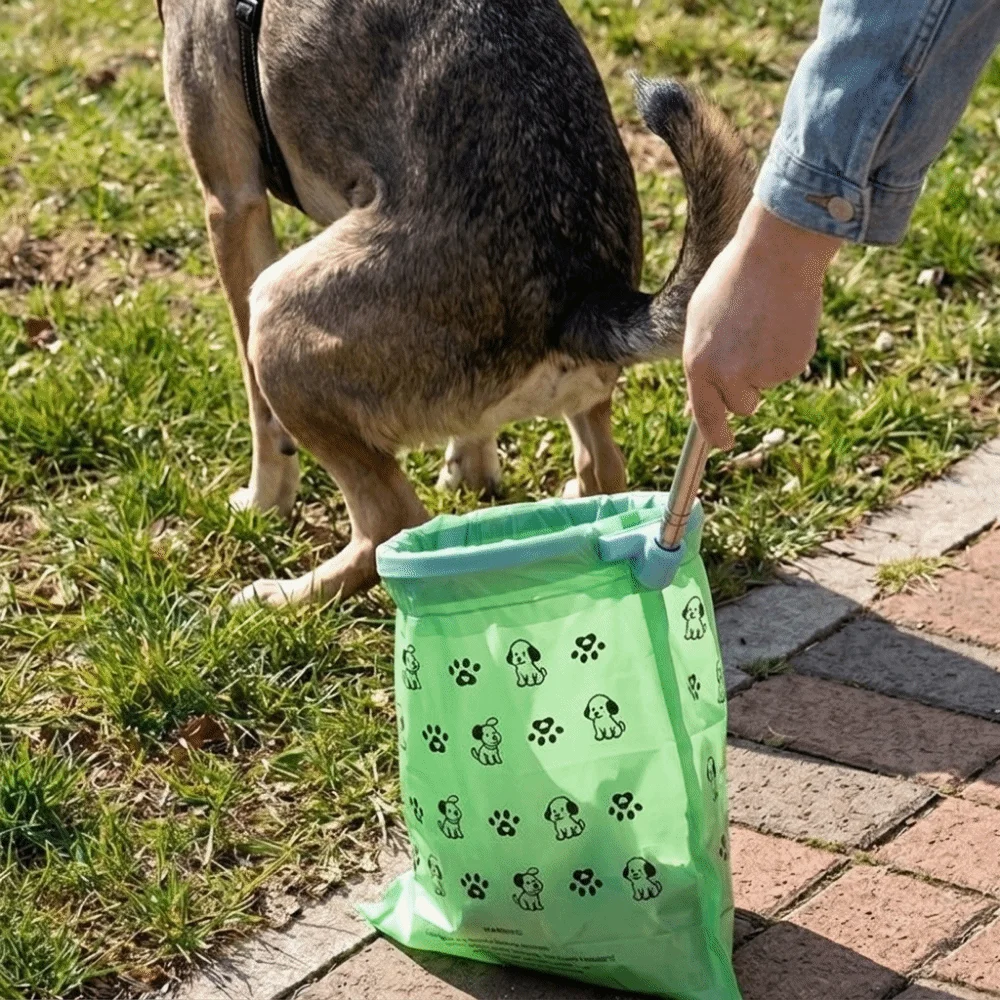 Retractable Dog Poop Scooper Long Handle Foldable Pet Waste Cleaner Non-Contact Scalable Dog Waste Picker Friendly Grabber
