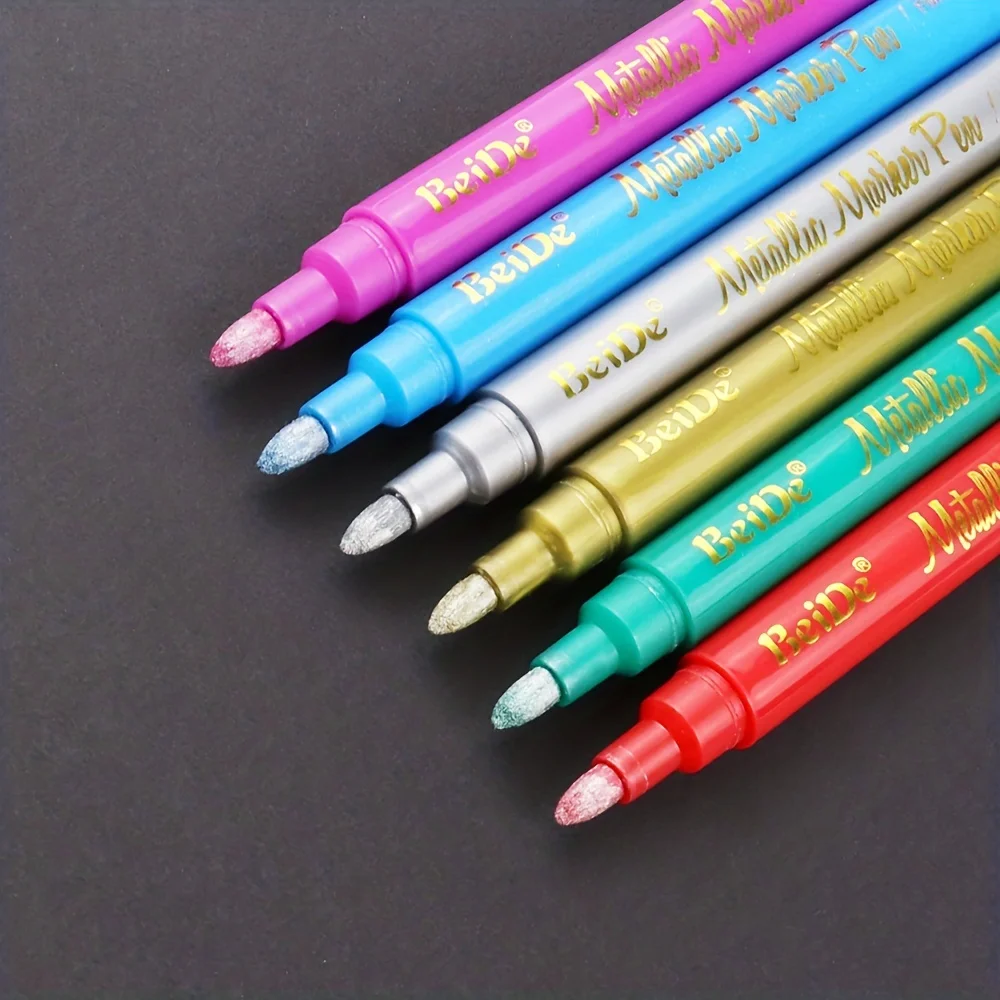 ชุดเครื่องหมายไวน์6ชุด-pulpen kaca ไวน์-สีสันสดใส-เสน่ห์ของแก้วไวน์-เขียนบนเครื่องแก้วใดๆ-ถาวร