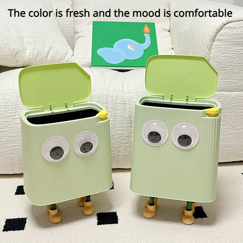 Internet Celebrity Ins Style Cute Cartoon Mini Trash Can Office Living Room Home Kitchen Bedroom Push-type Wastebasket with Feet