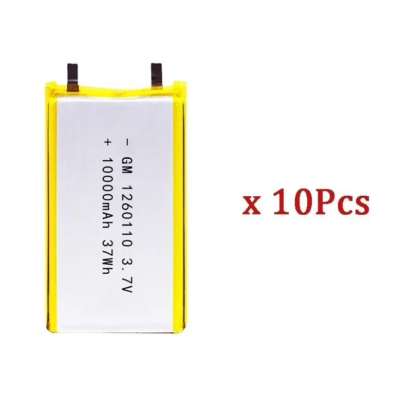 1-10 STKS 10000 mAh Lithium Polymeer Batterij 1260110 3.7 V Oplaadbare Batterij voor Speelgoed Power Bank GPS Laptop Camping Verlichting Diy NIEUWE
