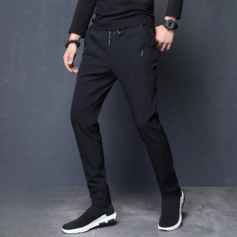 GELITAYIN Men's Casual Pants Cooling Ice Silk Cool Thin Summer Slim Fit Male Trousers Harajuku Fashion High Quality Vintage Aest