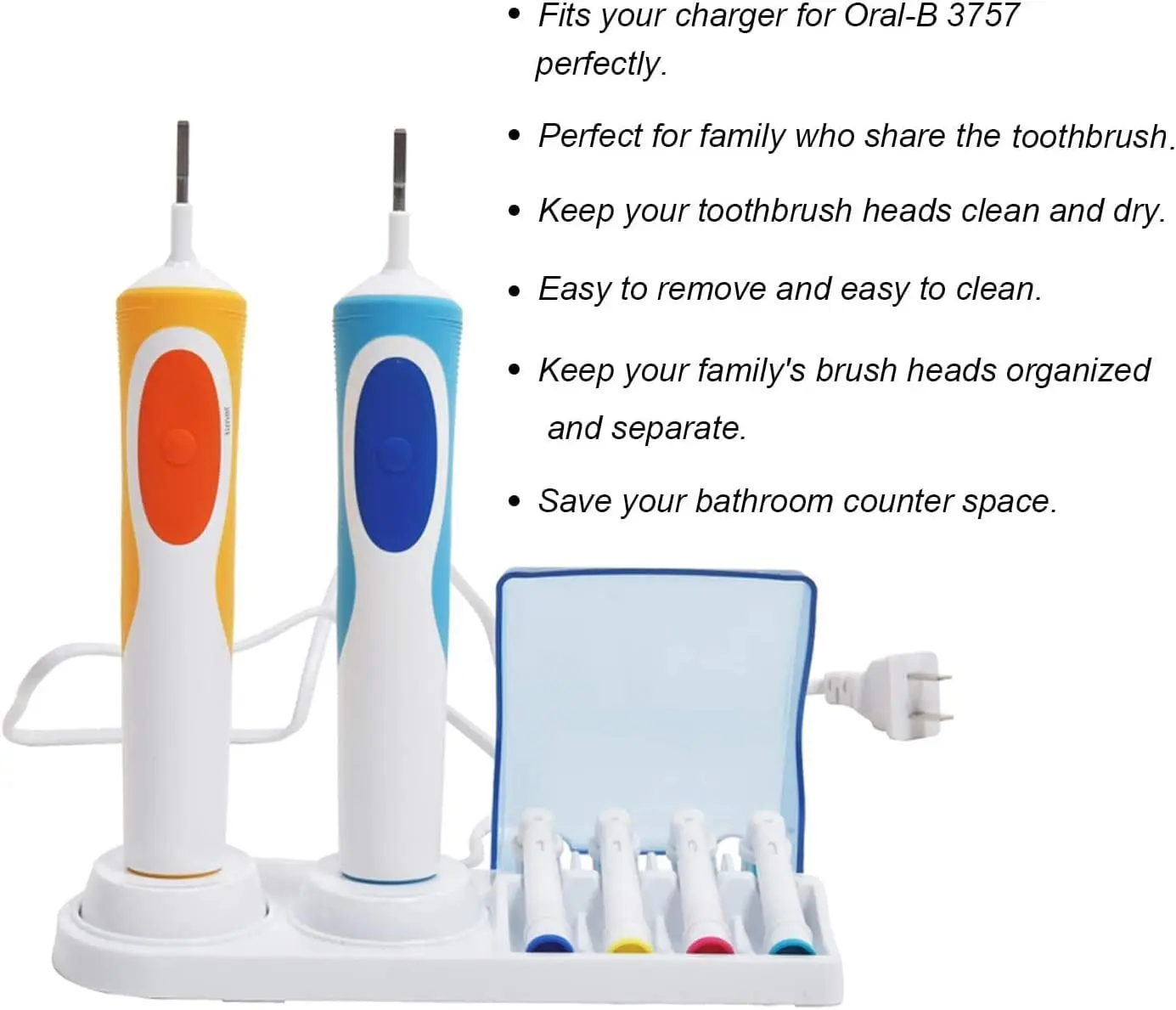 Tempat Sikat Gigi Elektrik untuk Braun Oral B Braket Tempat Sikat Gigi Kamar Mandi Stander Base Holder Kepala Sikat dengan Lubang Pengisi Daya