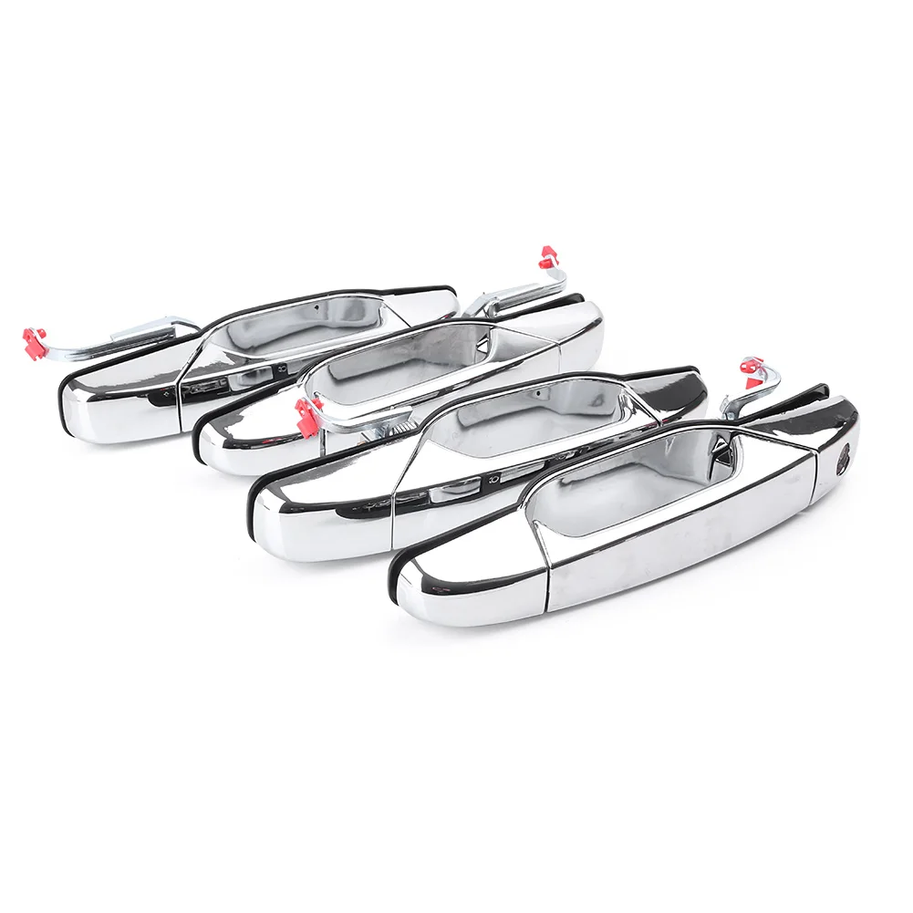 4x Car Outside Exterior Door Handle Set For Cadillac Chevy Tahoe Gmc Yukon Sierra Denali 2007-2013 Chrome Front Rear Left Right