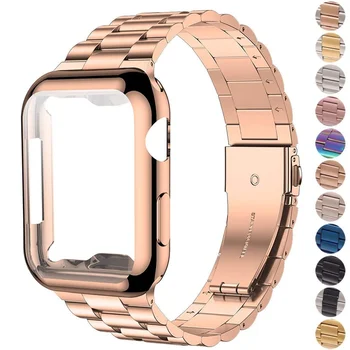 케이스 및 스트랩 iWatch 밴드 Ultra2 49mm 스테인레스 스틸 금속 스트랩, 애플 워치 9 41 45mm 44mm 40mm SE 시리즈 8 7 6 5 4 커버