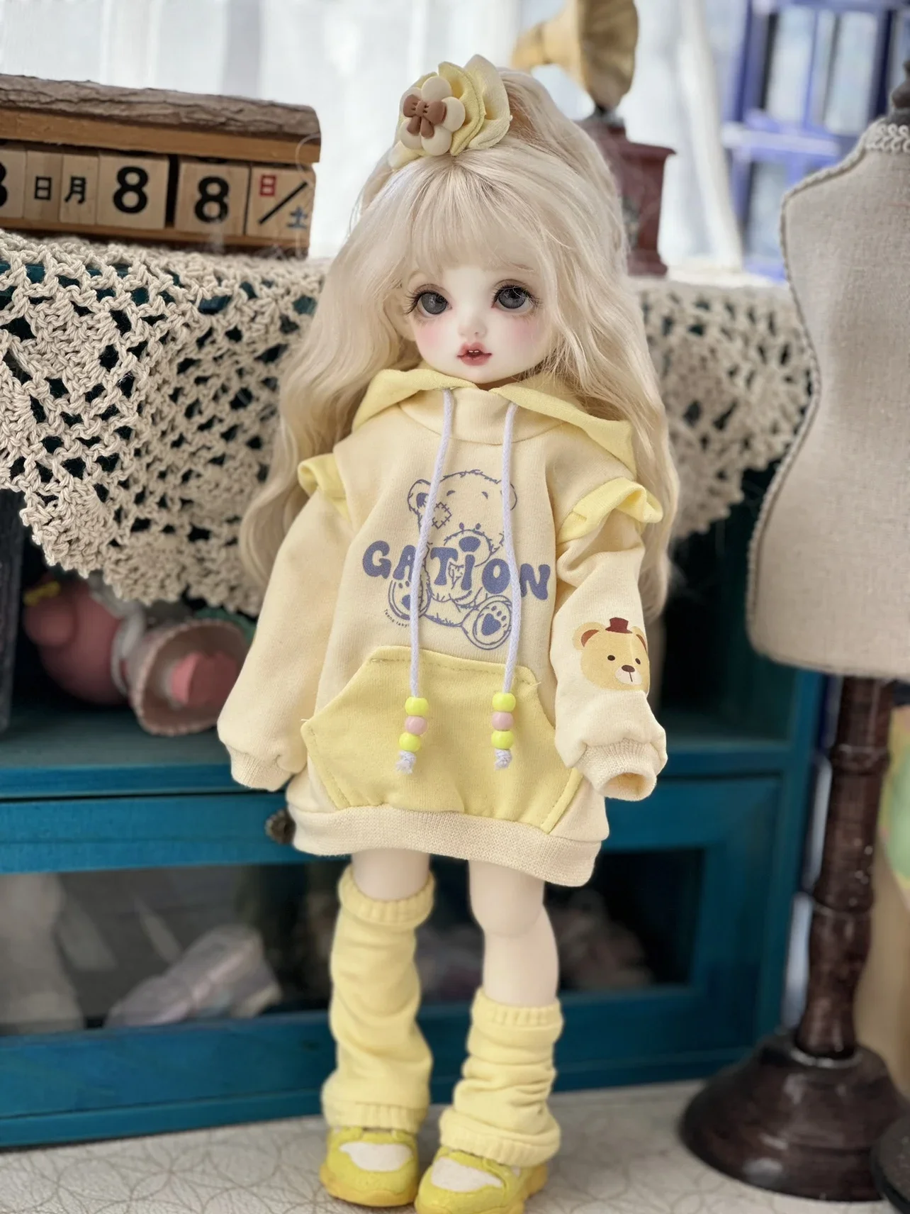 New Doll's Clothes Suit Hoodie + leg Cover for 1/6 1/5 1/4 Bjd Doll Diy Girl Toys Dress Up Play House Doll Accessories, No Doll