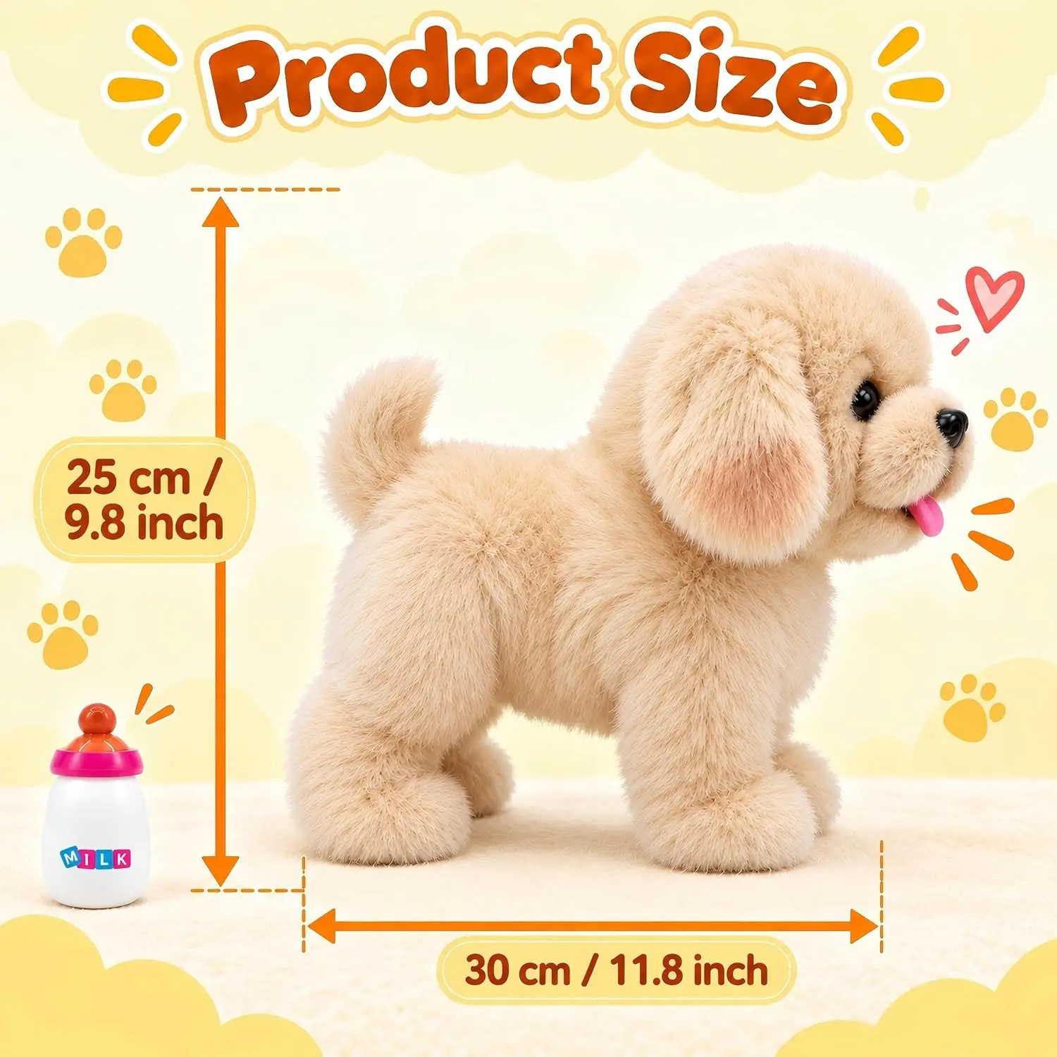 Interactive Electronic Walking Plush Golden Retriever Puppy Toy, Realistic Pet Dog That Walks, Barks, Wags Its Tail & Talks, Gift for Kids Ages 3+