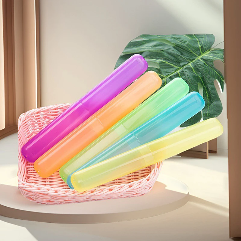 Travel Portable Toothbrush Organizer Colorful Frosted Toothbrush Dustproof Storage Box Outdoor Toothpastes Packing Tube