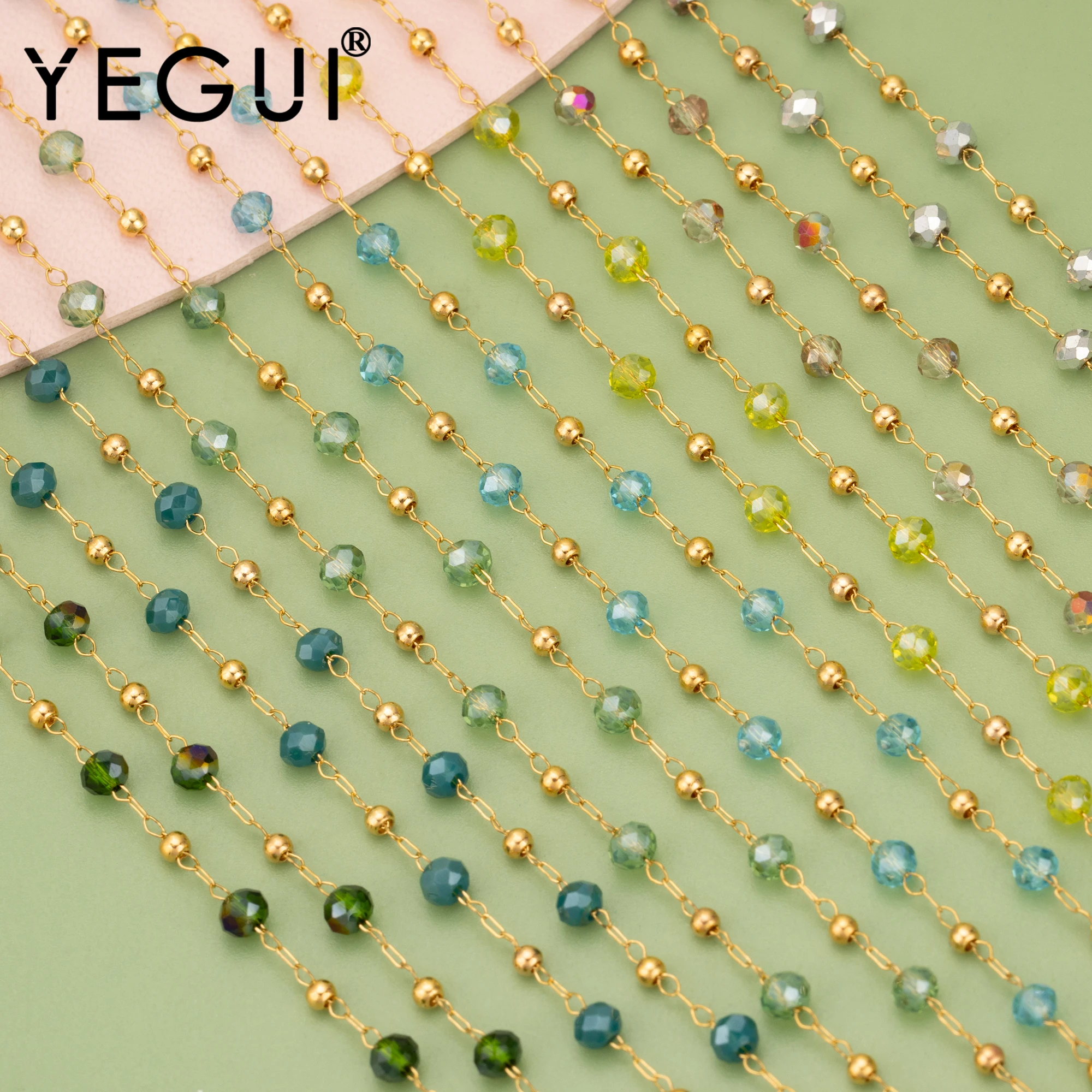 

YEGUI C342,chain,stainless steel,nickel free,natural beads,hand made,jewelry making findings,diy bracelet necklace,1m/lot