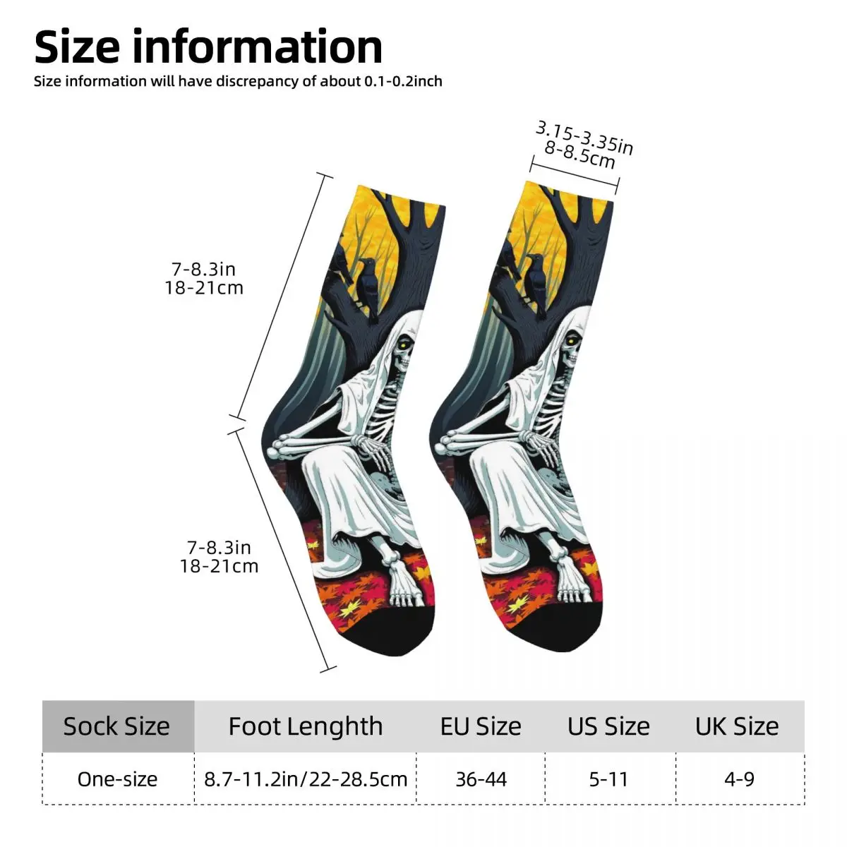 All Seasons Crew Stockings Halloween Skull Under A Tree Socks Harajuku Long Socks for Men Women Valentine's Day Gifts